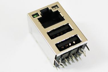 POE Wifi RJ45 USB Magjack , Router Stacked USB Connector Through Hole