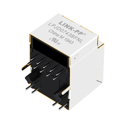 HFJV1-1G41-L11RL 1000 βάση-τ RJ45 ο κάθετος Jack με Magnetics LPJD0743BFNL