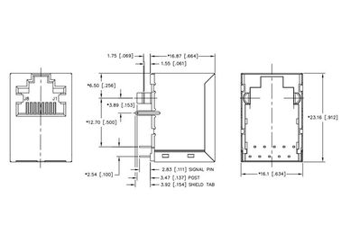 JXD3-0003NL ισοδύναμα TEMP κάθετο RJ45 MAG αποσπάσματος συνδετήρων Ethernet
