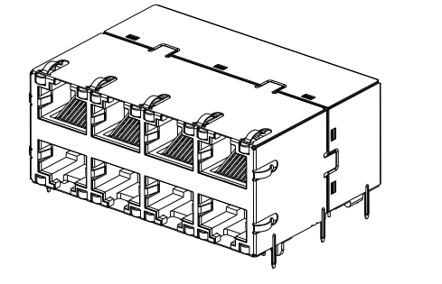 PoE+ 30W 1-1840861-4 MagJack RJ45 2X4 θύρες με LED GY/GY