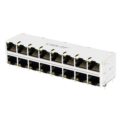 2 X 8 συσσωρευμένη λιμένας RJ45 κάρτα PC ΠΛΗΜΝΩΝ που προστατεύεται με το δάχτυλο 0810-2H8R-28 της EMI