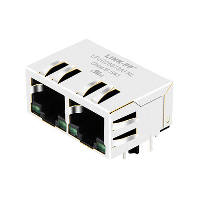 HFJ12-1G16ER-L11RL FastJack 1x2 ετικέττα-κάτω από Ganged Gigabit RJ45 W/LED