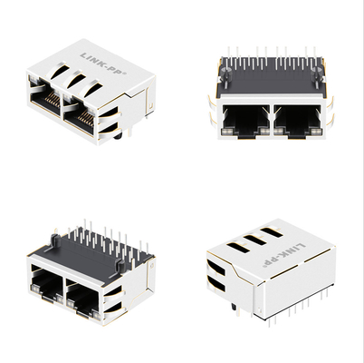 Ετικέττα 1000 βάση-τ επάνω στο λιμένα Rj45 Jack 1x2 με Magnetics 1840572-6 με GY/GY Leds