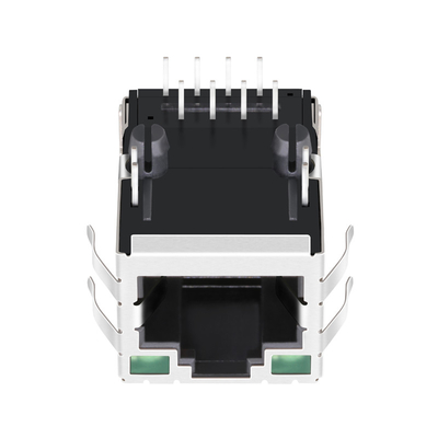 Ετικέττα του Jack δικτύων λιμένων Rj45 Si-80025-φ 10/100 βάση-τ 1x1 που προστατεύεται επάνω με πράσινο/πράσινο Leds