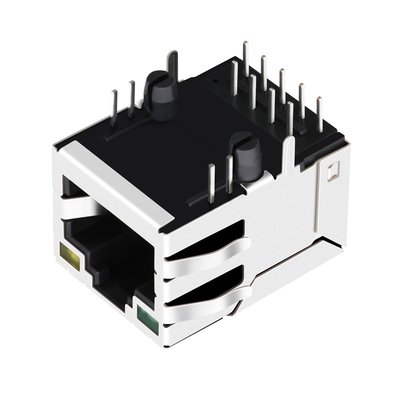 JXD0-0010NL 1 ετικέττα λιμένων κάτω από 100 βάση-τ RJ45 Magjack με πράσινο/κίτρινος που οδηγείται