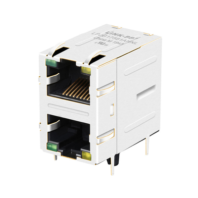 Λιμένας Cat6 RJ45 ο μαγνητικός Jack 100/1000 JXD9-1002NL 2x1 πράσινες/κίτρινες οδηγήσεις βάση-τ