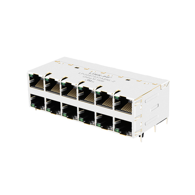 Μαγνητικός λιμένας γρύλων 10G βάση-τ 2x6 JT5-2670NL THT RJ45 με Leds