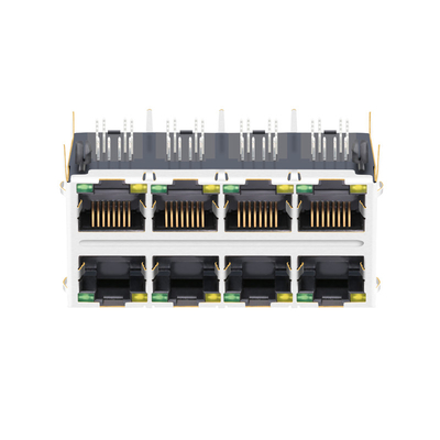 συμβατή ΣΎΝΔΕΣΗ PP 10G βάση-τ συνδετήρων JT5-2410NL 2x4 RJ45 μαγνητική με τις οδηγήσεις