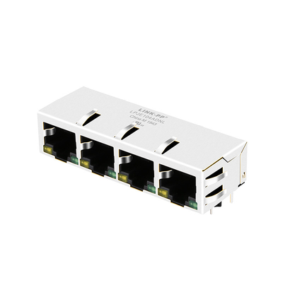 Μορφωματική Jack λιμένων FR4 LPJE104ADNL 1X4 δευτερεύουσα ετικέττα εισόδων PCB RJ45 κάτω από κίτρινο/πράσινος που οδηγείται