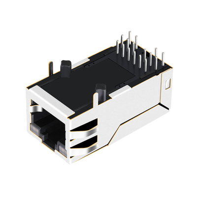 2250368-1 ετικέττα επάνω στον ενιαίο λιμένα 4PPoE 60W συνδετήρων 10G βάση-τ RJ45 MagJack με GY/GY Leds
