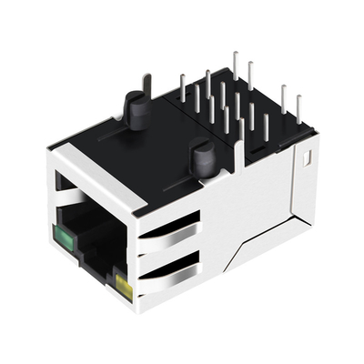 0875-1D1T-P2 ενιαίος ενσωματωμένος Rj45 συνδετήρας λιμένων 10/100 βάση-τ κίτρινο/πράσινος που οδηγείται