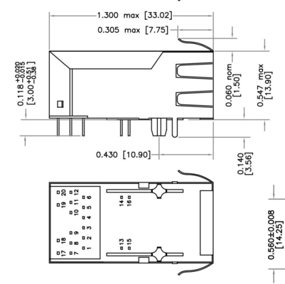 Συνδετήρας 600mA σημείου εισόδου RJ45 Fastjack λιμένων HFJT1-5GHPRL 5G βάση-τ 1x1 χωρίς οδηγημένος