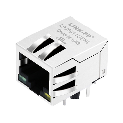 Rj324109bn-LF 100 ετικέττα βάση-τ κάτω από 1 συνδετήρα λιμένων RJ45 Jack πράσινο/κίτρινο οδηγημένο LPJ0011GENL