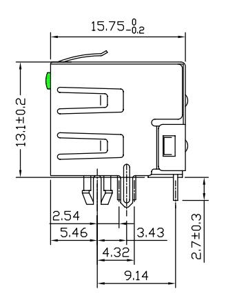 6116173-5 οι συνδετήρες Rj45 με 8P8C των οδηγήσεων προστάτευσαν κατευθείαν - τρύπα LPJE101AWNL 1